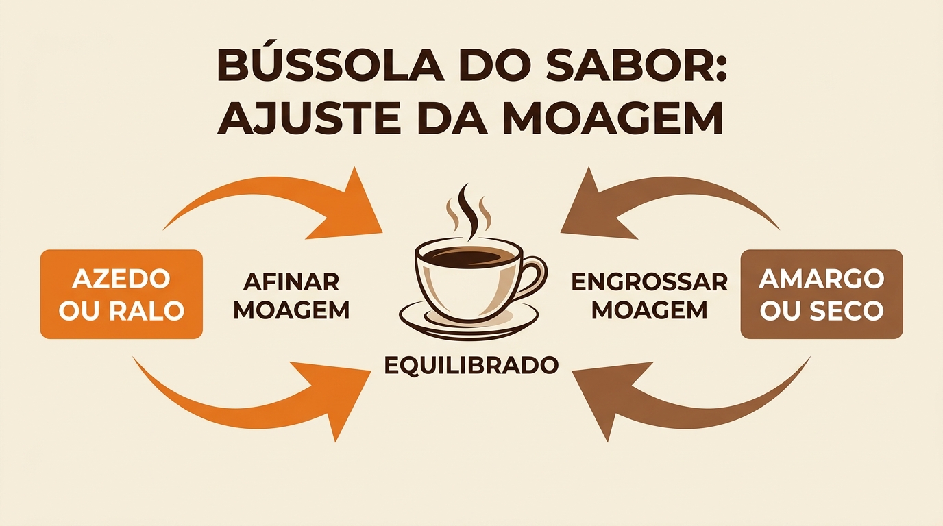 Infográfico da bússola de extração para ajuste de moagem